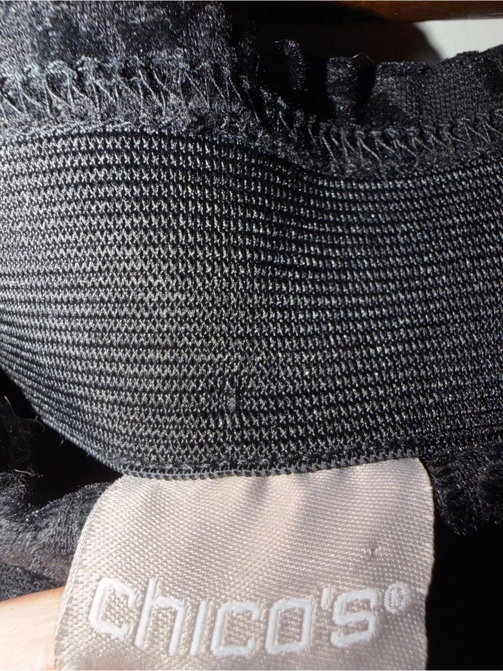 Chico’s Black Flocked Damask Slim Ankle Pants | Textured Stretch 10 - Picture 5 of 7